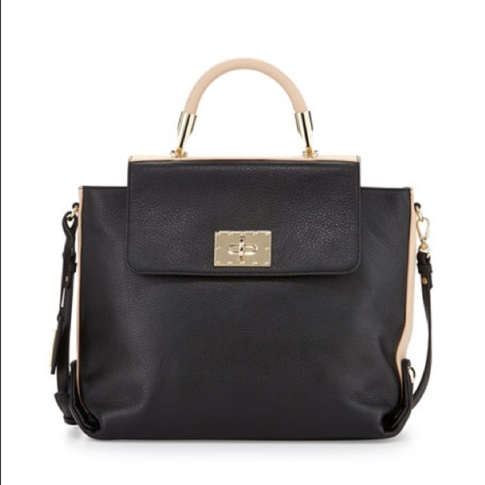 Badgley Mischka Adeline Leather Two-Tone Handbag